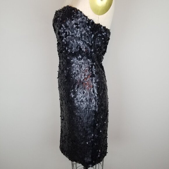 Sparkle & Fade Black Sequin Strapless Pencil Cocktail Party Dress Ladies Size 10 - Picture 3 of 7
